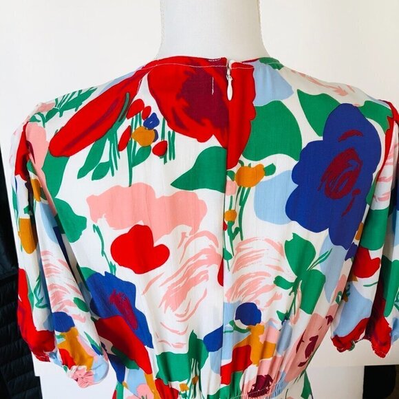 FAITHFULL THE BRAND Vittoria Midi Dress in Anita Floral on white US 6 Medium - Picture 9 of 16